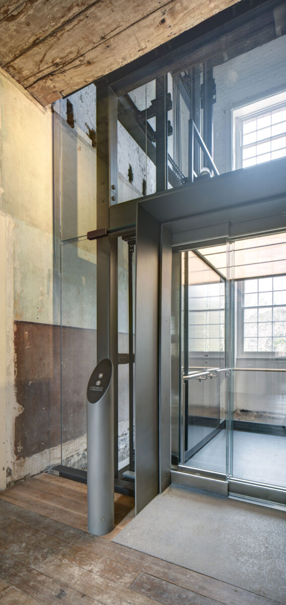 Portrait of Hyde Park Barracks Lift in heritage context.