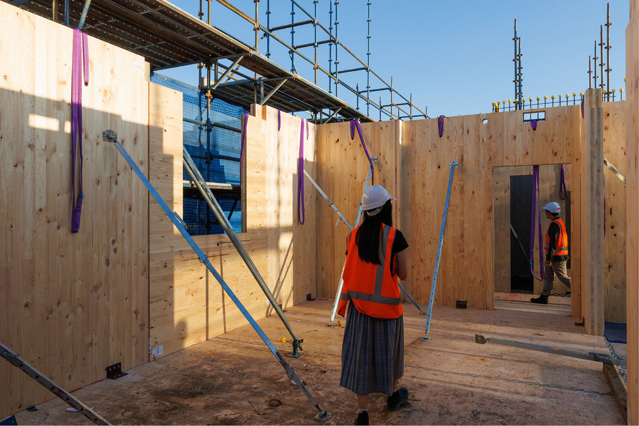 Cowper Street Social Housing site visit showing CLT structure