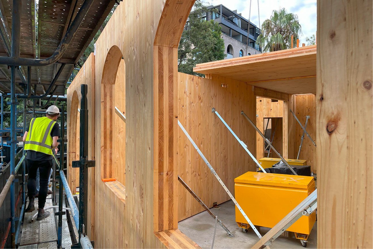site visit to cowper street social housing showing CLT structure